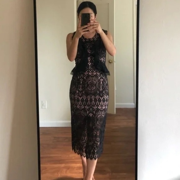 Alexis Narasse Lace Midi Racerback Dress. Pink Nude Lining. Size Small. - Picture 4 of 15